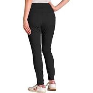 Toad & Co Flextime Moto crop pant Sz 12 Black skinny ankle hiking camp pull on